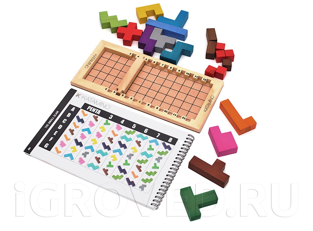 В варианте для детей от трех лет используются все фишки и кубики. Настольная игра Катамино (Katamino)